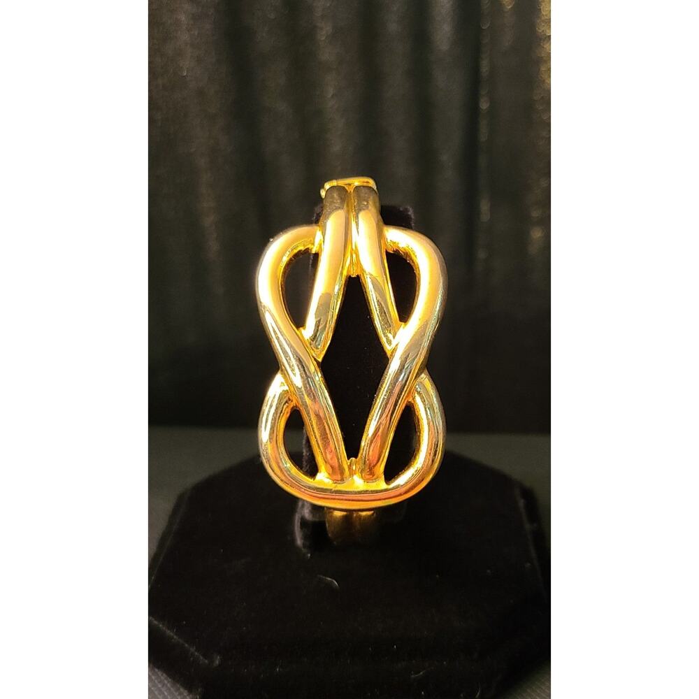 Gold Tone Double Love Knot Cuff Bracelet